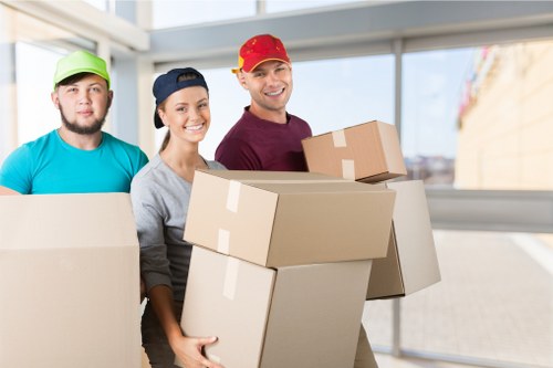 Professional removals team preparing a move in France