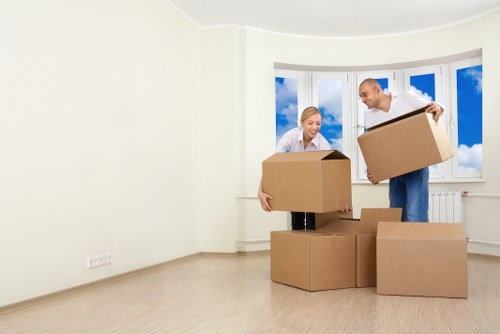 Removal team preparing a residential move in France