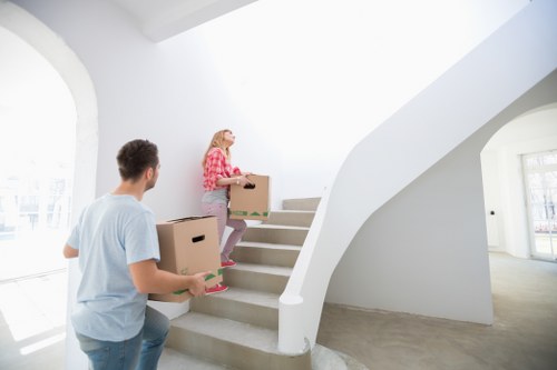 Loading furniture into a hired removal truck in France
